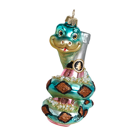Змея "Брызги шампанского" бирюзовая (стекло) 5,5х5х12,5 см