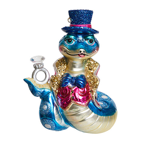 Змея "Джентльмен с бриллиантом" (стекло) 10х7,5х13,5 см