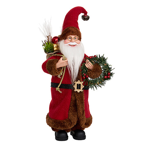 Санта в красной шубе со светящимся венком 16х14х40 см