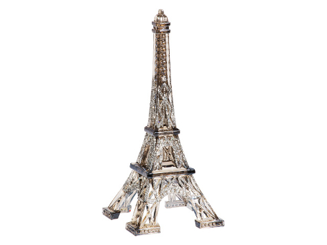 Эйфелева башня (украшение на елку/сувенир)  с серебряным сверкающим декором 7х15,5 см