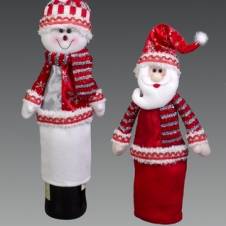 Санта/Снеговик "Лапландия" чехол на бутылку, асс. из 2-х, 30,5 см