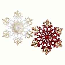 Снежинка "Зимнее кружево" асс. из 2-х: красно-золотая, серебряно-золотая 11,5х12,5 см