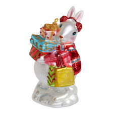 Кролик с подарками (стекло) 6,5х7х13,5 см