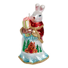 Кролик-девочка с подарком (стекло) 7х6,5х14 см