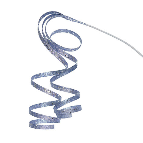 Ветка завиток декоративная голубая с пайетками 3D 60 см