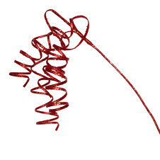 Ветка спираль декоративная красная с пайетками 3D 67 см