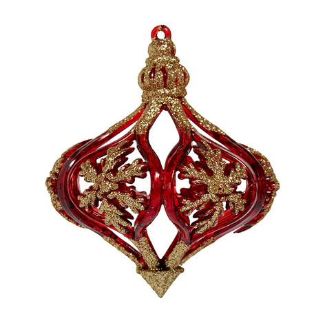 Капля "Золотые снежинки" красная, 8х8х9,5 см 
