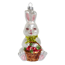 Кролик белый с корзинкой с ягодами (стекло) 7х7х10 см