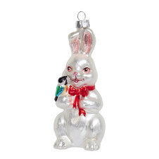Кролик белый с птичкой (стекло) 5,7х5х10 см