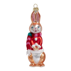 Кролик золотистый в красной курточке (стекло) 4,5х4х12 см