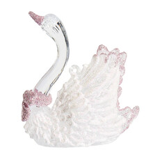 Лебедь 3D белый с розовым бантиком 8х5,3х9,3 см