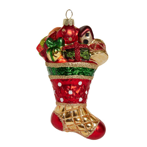 Рождественский носок с подарками (стекло) 7х4х13,5 см 