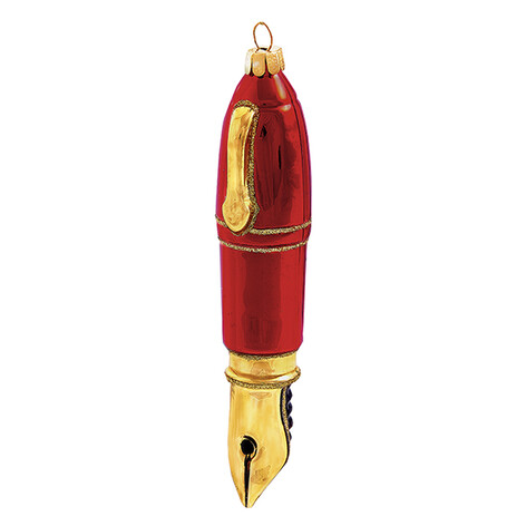 Ручка перьевая красная (стекло) 3х3х14,5 см 