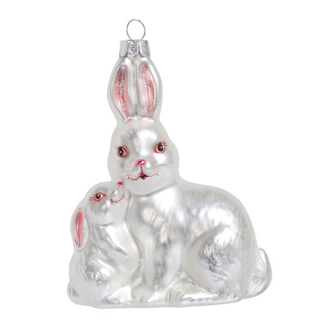 Семейка кроликов белые (стекло) 9х4х10 см