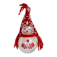 Снеговичок в красной шапке (стекло) 6,5х6,5х17,5 см