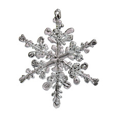 Снежинка "Королевская" двусторонняя серебряная 15х0,5х19 см