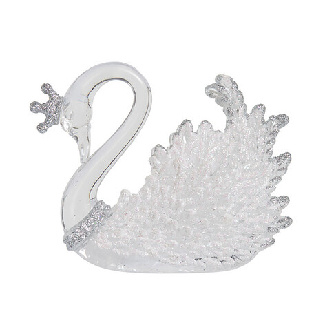 Царевна-лебедь 3D белая с серебряным декором 11х3,5х8,5 см