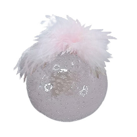 Шар "Ледяной дождь" розовый с перьями (стекло) 8 см