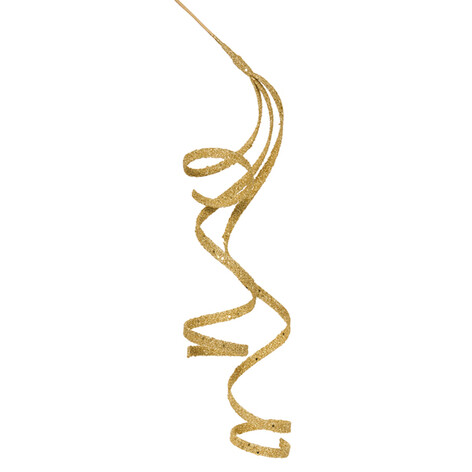 Ветка завиток декоративная золотая с пайетками 3D 60 см