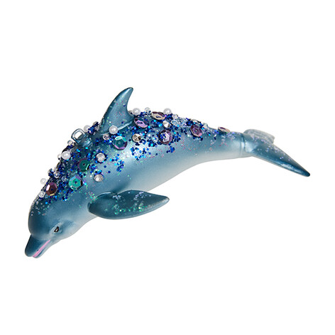 Дельфин синий (стекло) 14х7,5х7 см 
