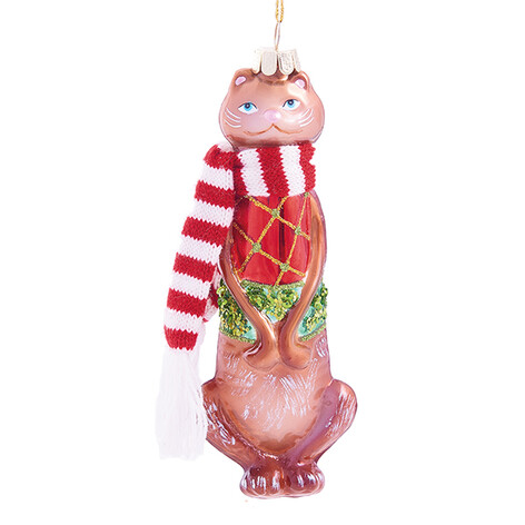 Кошка в полосатом шарфике (стекло) 5х4х14,5 см 