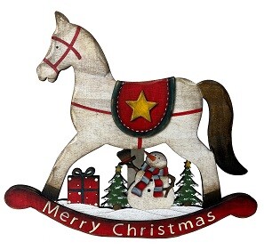 Лошадка-качалка рождественская (дерево) 34х2х30 см