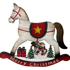 Лошадка-качалка рождественская (дерево) 34х2х30 см