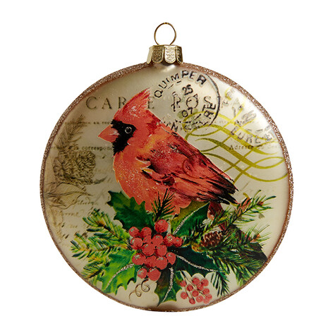 Медальон "Красный кардинал" (стекло) 10х2х10 см