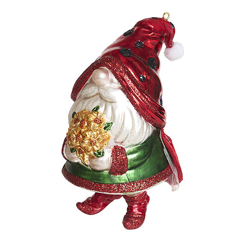 Гном в костюме "Божья коровка" (стекло) 7,5х7,5х14 см