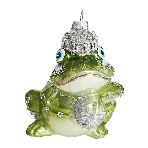 Лягушка в серебряной короне (стекло) 7,5х7х11 см