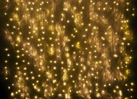 Световой занавес "Магия света" уличный 1425 прозрачных теплых LED огней постоянного свечения, черный каучуковый кабель, с коннектором, 25 нитей по 57 ламп, 2,40х6(h) м