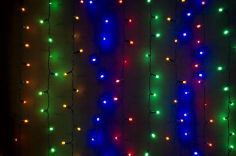 Световой занавес уличный "Лас-Вегас" 480 разноцветных LED огней постоянного свечения, черный провод, с коннектором, 2*2 м 
