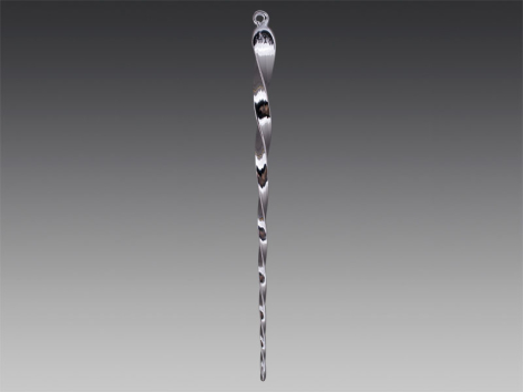 Сосулька витая серебряная глянцевая (стекло), 25 см 