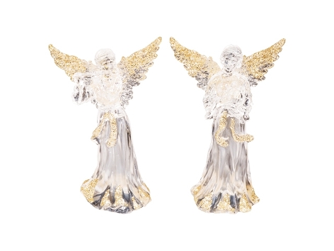 Ангел в хитоне прозрачно-золотой, асс. из 2-х: с лютней/флейтой, 8,5х12,5 см