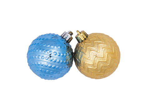 Гроздь из 2-х фигурных шаров: золотые верхушки/голубой, 6 см