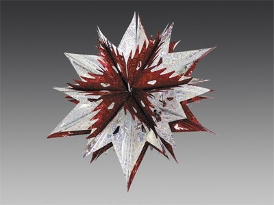 Звезда из фольги "Классика" серебряная с красным фокусом голографическая, 60 см