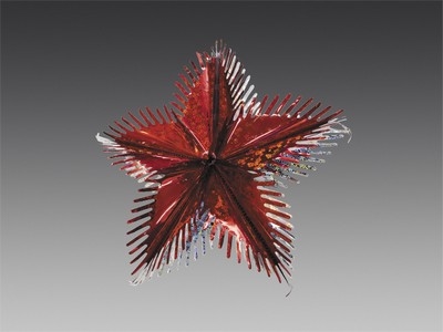 Звезда из фольги 3D двухцветная красная/серебряная голографическая, 40 см