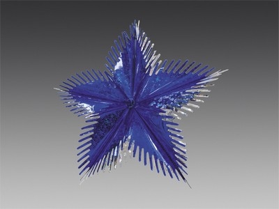 Звезда из фольги 3D двухцветная синяя/серебряная голографическая, 40 см