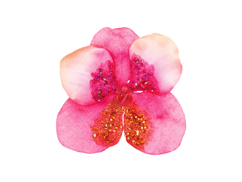 Орхидея "Модный бархат" розовая с бисером на прищепке, d 14 см 