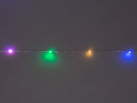 Электрогирлянда "Млечный путь" 30 разноцветных мини-LED RGB мерцающих огней, серебряный провод, 3 батарейки АА, 3,3 м