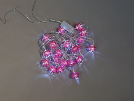 Электрогирлянда "Шарики розовое золото металлические" (d=2,5 см), 20 белых LED огней постоянного свечения, прозрачный провод, 4,5 м