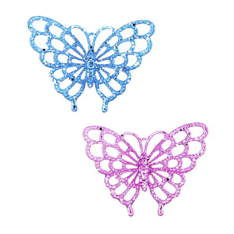 Бабочка "Фэнтази" с серебряными пайетками, асс. из 2-х: розовая, бирюзовая, 11,5х9 см