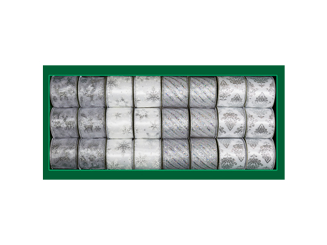 Лента для декорирования "Серебряные узоры" белая/прозрачная 5 м х 6,5 см