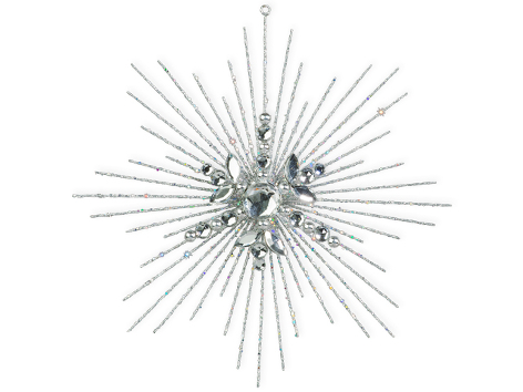 Снежинка-звезда со стразами серебряная 18х18 см