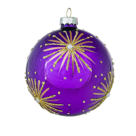 Шар "Золотые лучи" фиолетовый (стекло) 8 см