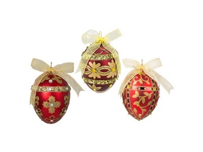 Яйцо рождественское "Византия" асс. из 3-х (стекло) 6х10 см