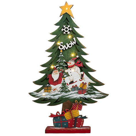 Елочка "Зимняя сказка" с LED  огнями рождественская настольная (дерево) 26,5х7х43 см