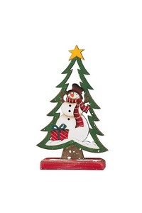 Елочка "Подарки от Снеговика" рождественская настольная (дерево) 8х3х14 см