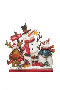 Панно рождественское настольное "Веселая компания" (дерево) 19х4х19,5 см