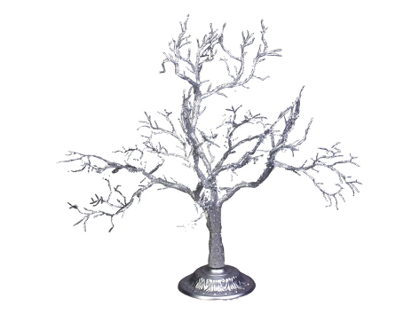 Дерево декоративное искристое серебряное (подставка под украшения), 61 см
